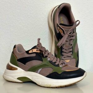 GUC ALDO Colorblock Taupe Black Olive Green White Sole Sneakers